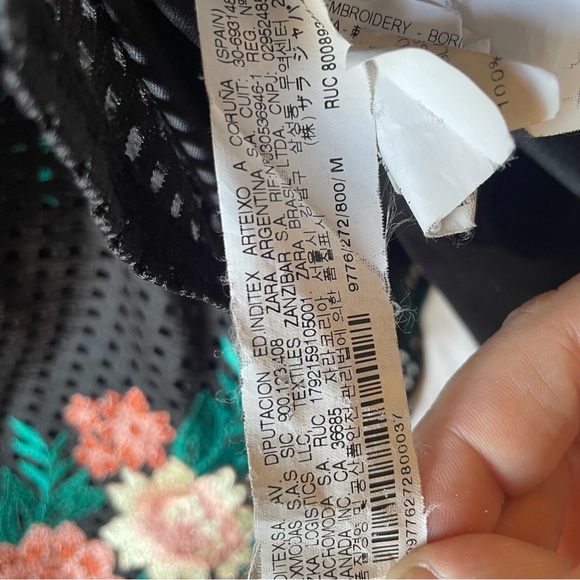 Zara Trafaluc Black Floral Mesh Dress Mini‎ Flowers Women's Size M - Picture 8 of 11